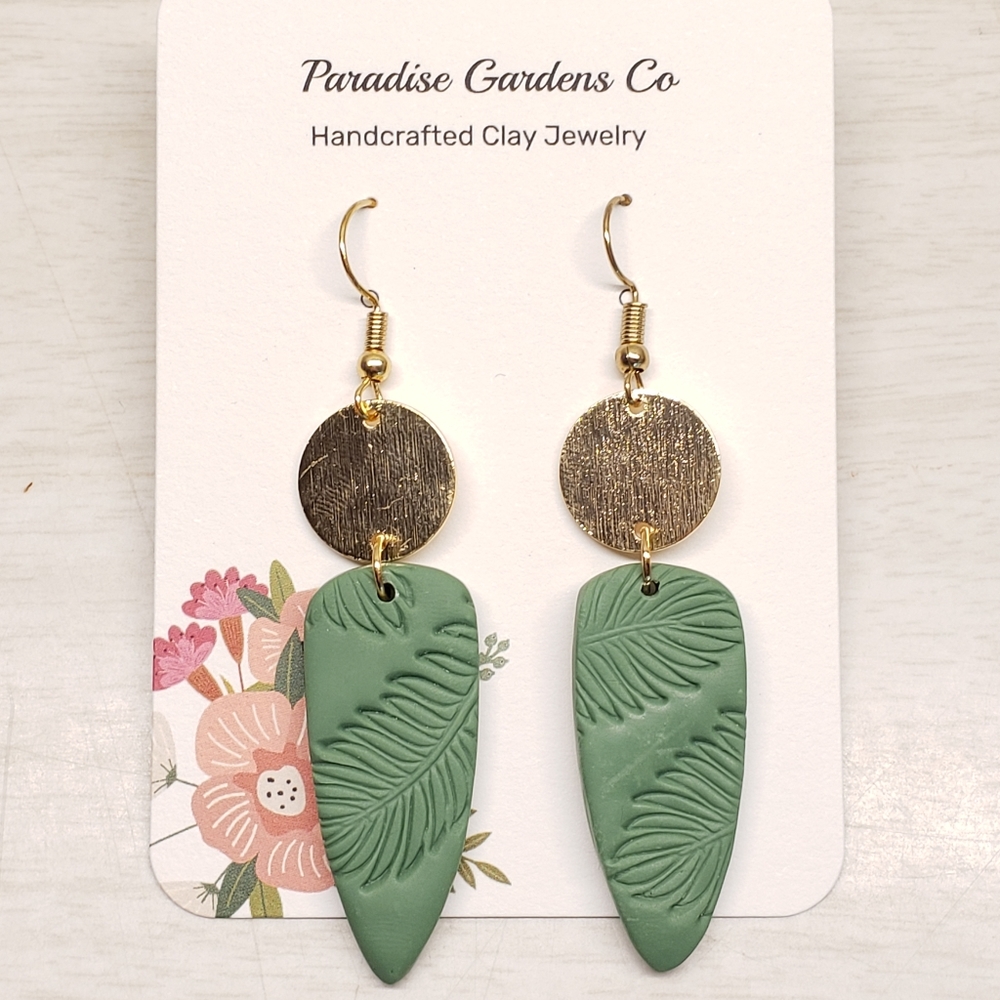 Palm Leaf Clay Earrings
